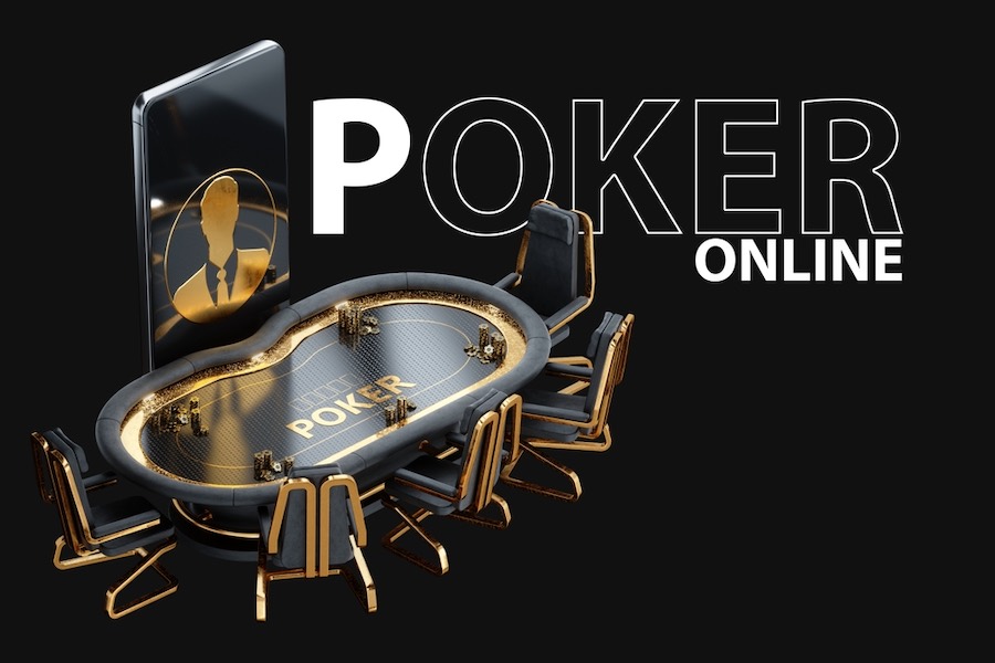 Poker online, igračev pametni telefon za poker stolom, poker soba. Igra pokera, online kasino, Texas hold'em, aplikacija, kartaške igre.
