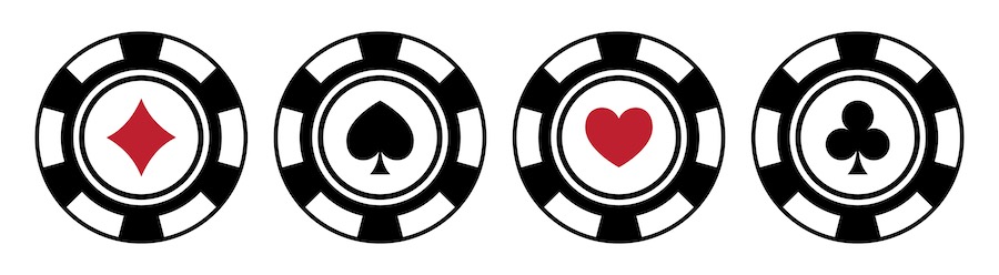 Ikone žetona za poker u boji. Koncept igranja pokera. Izolirani logotip casino poker žetona. Poker simboli.